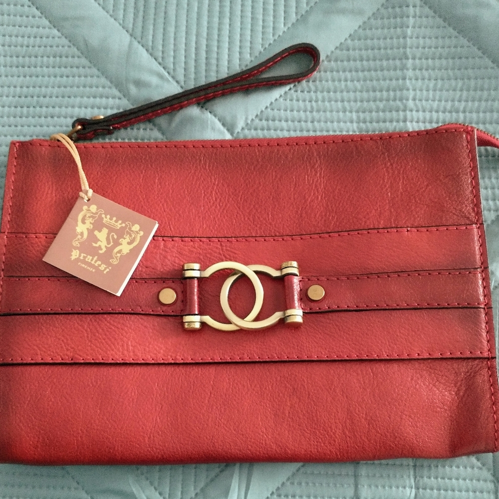 NWT Pratesi Firenze Cherry Wristlet Satchel Clutch